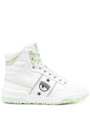 CHIARA FERRAGNI logo-embroidered high-top sneakers - White