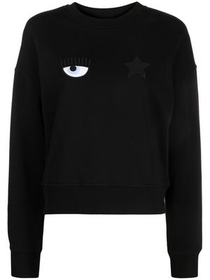 Chiara Ferragni logo-embroidery cotton sweatshirt - Black