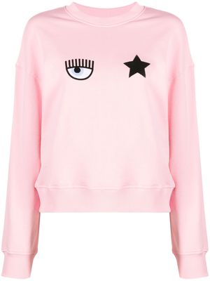 Chiara Ferragni logo-embroidery cotton sweatshirt - Pink