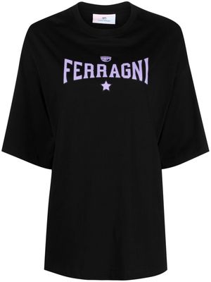 Chiara Ferragni logo-flocked cotton T-shirt - Black
