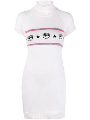 Chiara Ferragni logo-intarsia knitted dress - White
