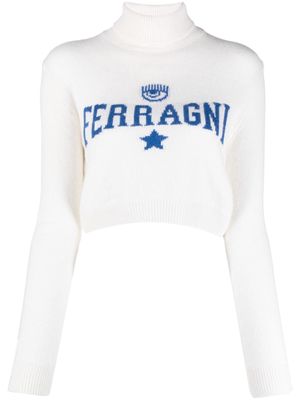 Chiara Ferragni logo-intarsia roll-neck jumper - White