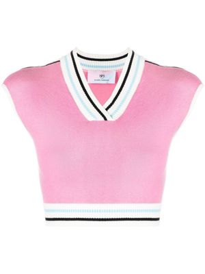 Chiara Ferragni logo mania copped sweater vest - Pink