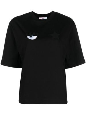 Chiara Ferragni logo-patch cotton T-shirt - Black