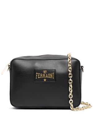 Chiara Ferragni logo-patch faux-leather shoulder bag - Black