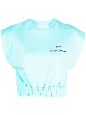 Chiara Ferragni logo-patch sleeveless sweatshirt - Blue