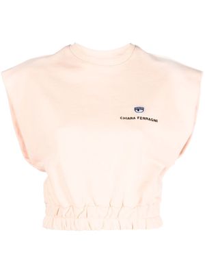 Chiara Ferragni logo-patch sleeveless sweatshirt - Orange