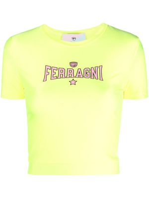 Chiara Ferragni logo-print cropped T-shirt - Yellow