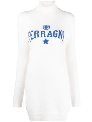 Chiara Ferragni logo-print knitted dress - White