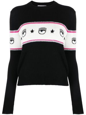 Chiara Ferragni logo-print long-sleeve jumper - Black