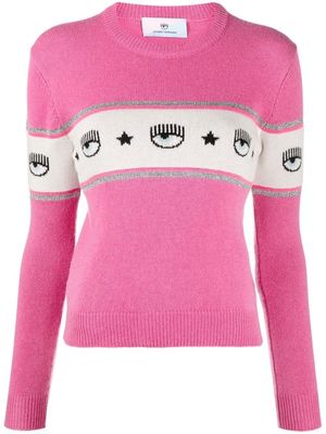 Chiara Ferragni logo-print long-sleeve jumper - Pink