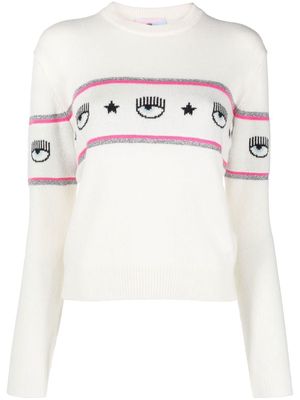 Chiara Ferragni logo-print long-sleeve jumper - White