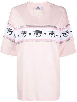 Chiara Ferragni logo-tape cotton T-shirt - Pink