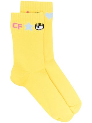 Chiara Ferragni logo-trim detail socks - Yellow