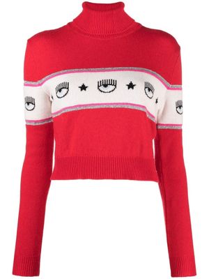 Chiara Ferragni Logomania-panel roll-neck jumper - Red