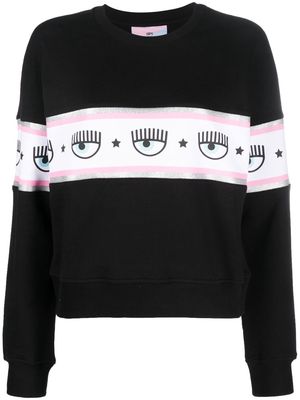 Chiara Ferragni logomania-stripe cotton sweatshirt - Black