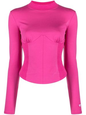 Chiara Ferragni long-sleeve stretch-cotton corset top - Pink