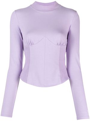 Chiara Ferragni long-sleeve stretch-cotton corset top - Purple