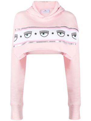 Chiara Ferragni motif-print cropped hoodie - Pink