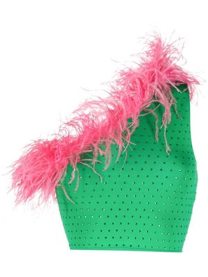 Chiara Ferragni ostrich feather Party Top - Green