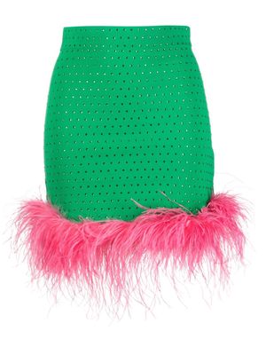 Chiara Ferragni ostrich feather-trim Party Skirt - Green