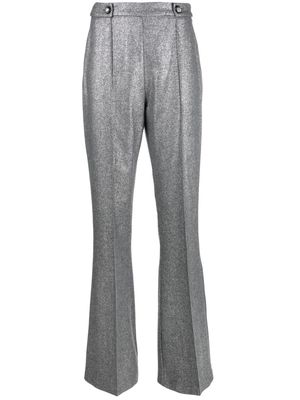 Chiara Ferragni pressed-crease wool-blend flared trousers - Grey
