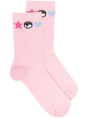 Chiara Ferragni side logo-detail socks - Pink