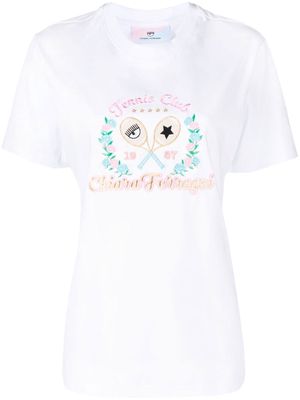 Chiara Ferragni Tennis Club embroidered cotton T-shirt - White