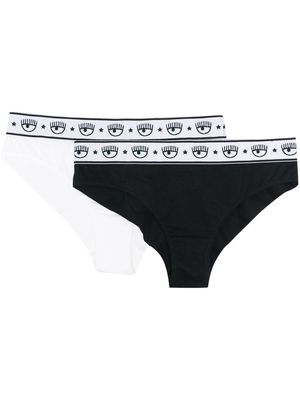 Chiara Ferragni two-pack Logomania-waistband thongs - White