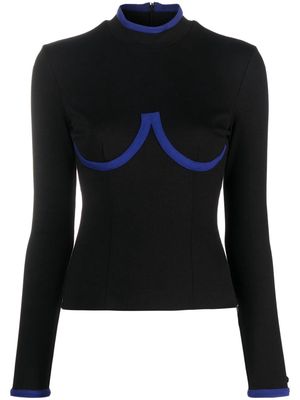 Chiara Ferragni Uniform contrast-stitch top - Black