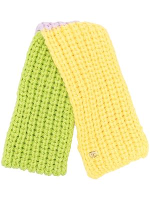 Chiara Ferragni Wink plaque crochet scarf - Yellow
