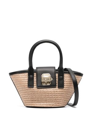 Chiara Ferragni woven-straw mini bag - Neutrals