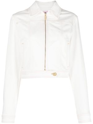 Chiara Ferragni zip-up cropped denim jacket - White