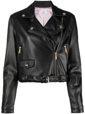 Chiara Ferragni zip-up faux leather biker jacket - Black