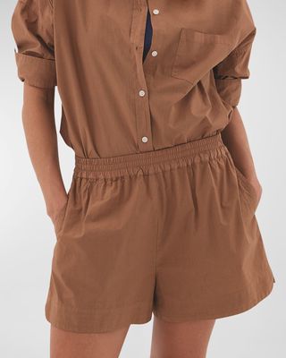 Chiara Garment-Dyed Cotton Poplin Shorts