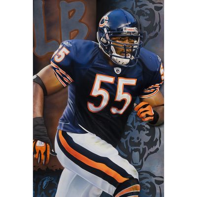 Chicago Bears "Lance Briggs" Fine Art Canvas Print 24" x 36" by Artist Rob Jackson