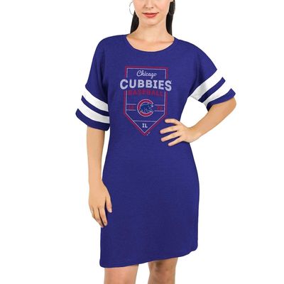 Chicago Cubs Majestic Threads Women's Tri-Blend Short Sleeve T-Shirt Dress - Royal