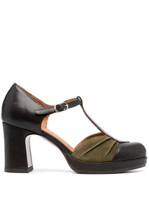 Chie Mihara 80mm leather suede-trim pumps - Brown