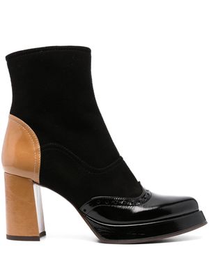 Chie Mihara 80mm suede panelled leather boots - Black