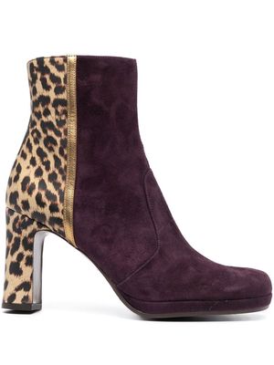 Chie Mihara leopard-panel detail boots - Purple