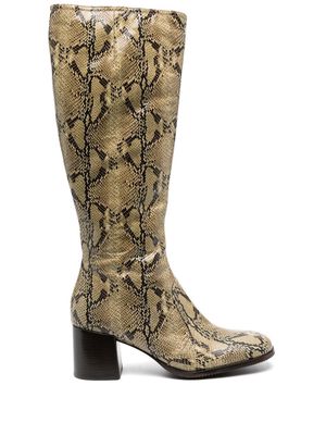 Chie Mihara Shia python-print knee boots - Neutrals