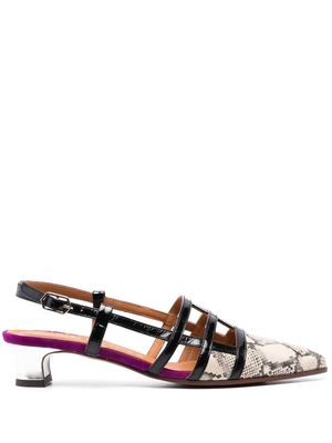 Chie Mihara snakeskin-print caged mules - Neutrals