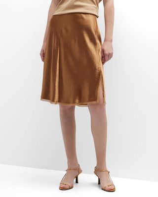 Chiffon-Trim Knee-Length Slip Skirt