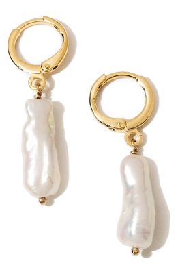 Child of Wild Alexandria Cultured Pearl Drop Huggie Hoop Earrings in Gold