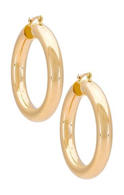 Child of Wild Aubree Large Tube Hoops in Metallic Gold.