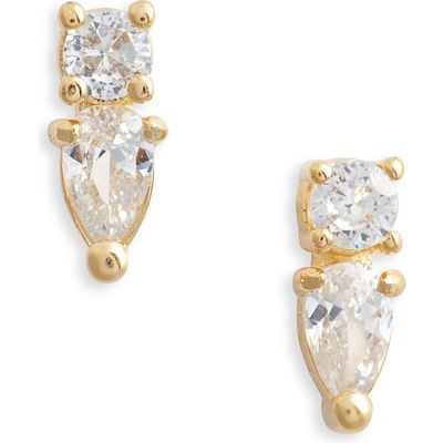 Child of Wild Dew Drop Cubic Zirconia Stud Earrings in Gold 