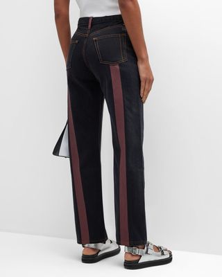 Childhood Stripe Straight Ankle Jeans