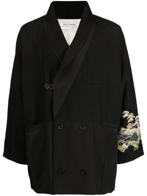 Children Of The Discordance floral-embroidered kimono jacket - Black