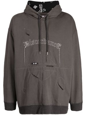 Children Of The Discordance logo-embroidered cotton hoodie - Grey