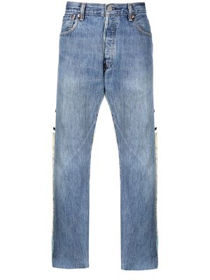 Children Of The Discordance mix-print straight jeans - Blue